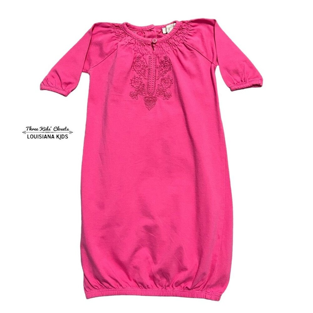 Angel Dear 0-3m Pink Embroidered Baby Gown
